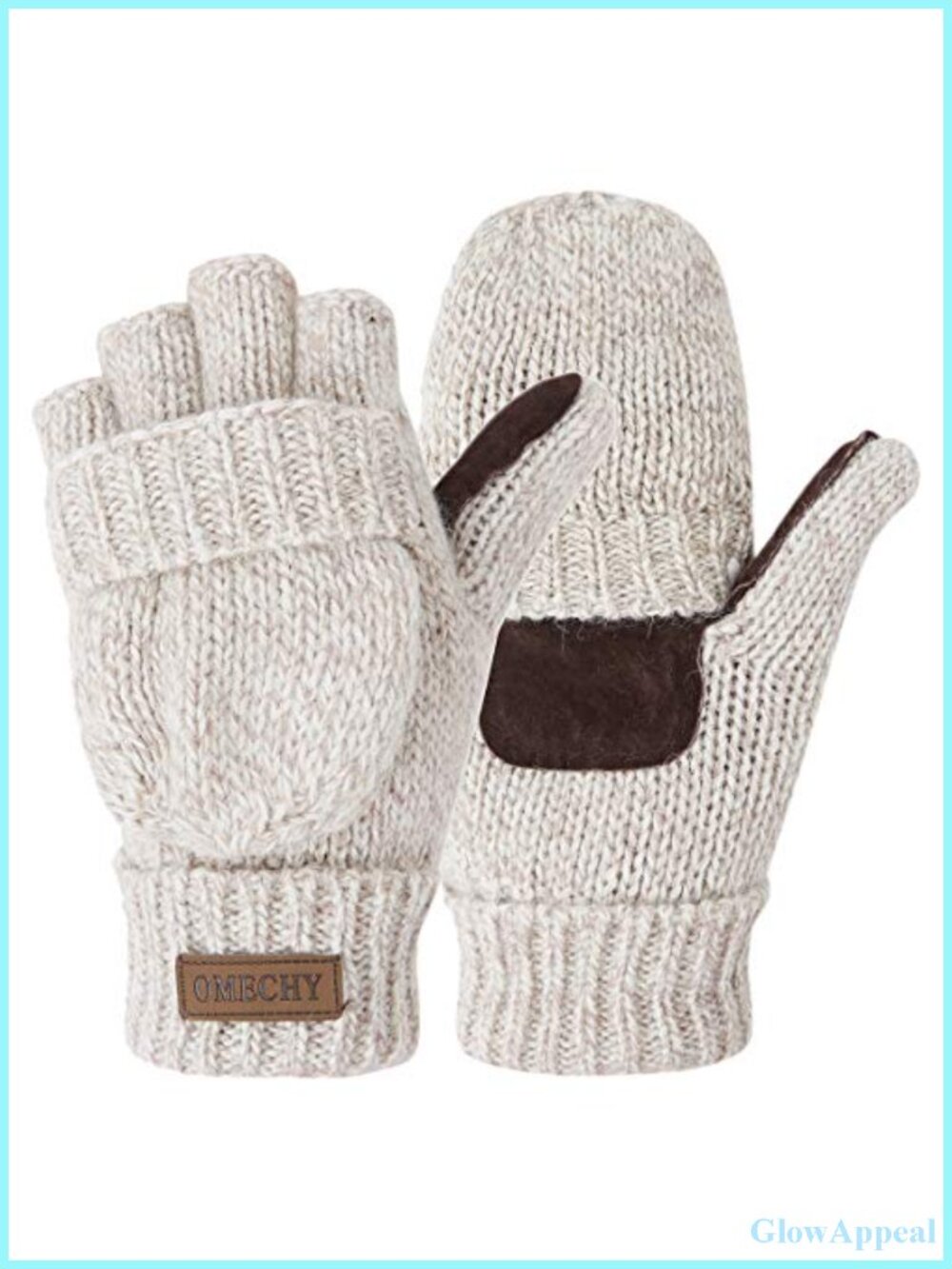 Winter Knitted Fingerless Wool Gloves Thermal Insulation Warm Convertible